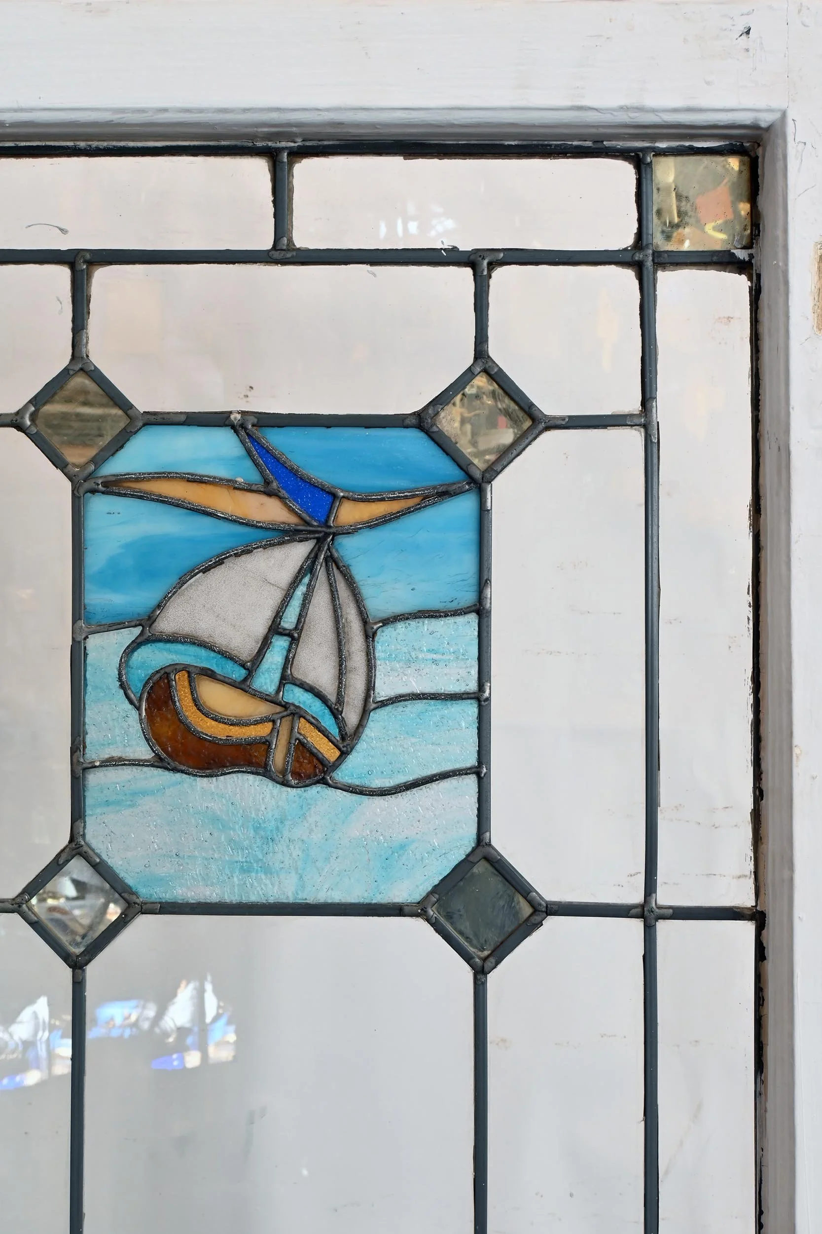油彩『窓際』 arts & crafts style leaded glass windows with stained glass